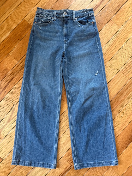 PAIGE Denim - PAIGE Anessa Wide Leg Jeans Med Wash Womens Size 27 High Rise Stretch Distressed